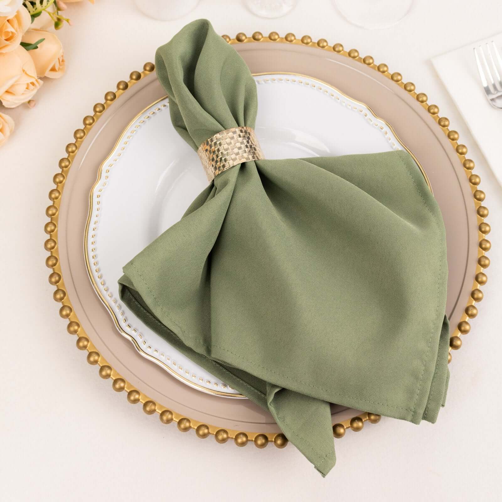 5 Pack  Sage Green Faux Burlap Dinner Napkins