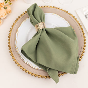 5 Pack Dusty Sage Green Premium Polyester Dinner Napkins, Seamless Cloth Napkins - 20"x20" - 220GSM