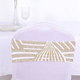 Add a Touch of Glamour with Gold Diamond Glitz Sequin White Spandex Chair Sash Bands