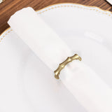 4 Pack Gold Metal Napkin Rings Bamboo Knuckle Style, Modern Serviette Holders - 2inch