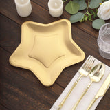 25 Pack Matte Gold Star Shaped Eco Friendly Party Plates, 9inch Paper Dinner Plates - 300GSM