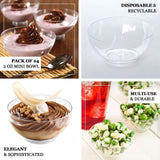 24 Pack | 2oz Clear Mini Plastic Dipping Bowls, Small Disposable Snack Bowls