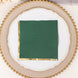 50 Pack 2 Ply Soft Hunter Emerald Green With Gold Foil Edge Dinner Paper Napkins