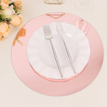 10 Pack Rose Gold Mirror Lightweight Charger Plates For Table Setting, 13" Round Acrylic Decorative Dining Plate Chargers