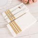 20 Pack White Gold Soft Linen-Feel Paper Napkins With Gold Lines, Disposable Airlaid Dinner Napkins