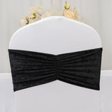 5 Pack Premium Crushed Velvet Chair Sashes Black Wide Ruffle Style
