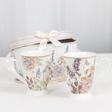 Blush Floral Design Bridal Shower Gift Set, 2 Pack Porcelain Tea Cups