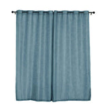 2 Pack | Handmade Blue Faux Linen Curtains 52inch x 108inch Curtain Panels With Chrome Grommets