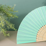 5 Pack Mint Asian Silk Folding Fans Party Favors, Oriental Folding Fan Favors