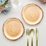 25 Pack | 7inch Natural Rustic Wood Slice Disposable Salad Party Plates