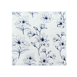 50 Pack White 2-Ply Paper Beverage Napkins with Blue Outlined Flowers Print#whtbkgd