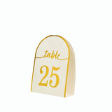 25 Pack White Arch Table Numbers Tent Cards with Metallic Gold Foil 1-25 Numbers Print#whtbkgd