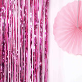 8ft Fuchsia Metallic Tinsel Foil Fringe Doorway Curtain Party Backdrop
