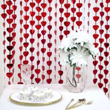 Red Heart Chain Foil Fringe Curtain, Metallic Red Tinsel Streamer Door Window Foil Curtain