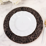 6 Pack Black Glitter Acrylic Charger Plates with Gold Abstract Lines Pattern