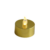 12 Pack | Metallic Flameless LED Candles | Battery Operated Tea Light Candles | Gold