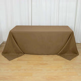 90inch x 132inch Taupe Polyester Rectangular Tablecloth