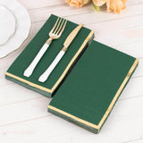 50 Pack Hunter Emerald Green Soft 2 Ply Disposable Party Napkins with Gold