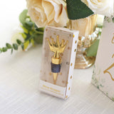 4inch Gold Metal Princess Crown Wine Bottle Stopper Party Favor with Clear Gift Box, Thank You Tag