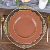 10 Pack 11inch Terracotta (Rust) Heavy Duty Disposable Baroque Dinner Plates