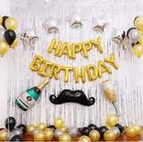 31" Black Mustache Shaped Mylar Balloon, Foil Party Balloons