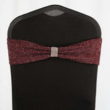 5 Pack | Burgundy Metallic Shimmer Tinsel Spandex Chair Sashes