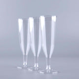 12 Pack | 5oz Clear Plastic Hollow Stem Champagne Flute Glasses With Detachable Base, Disposable