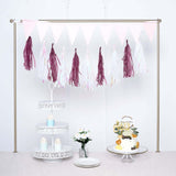 12 Pack | Pre-Tied Eggplant Tissue Paper Tassel Garland With String, Hanging Fringe Party Streamer Backdrop Decor