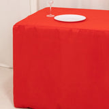 Red Fitted Premium Polyester Rectangle Tablecloth 6ft Table Cover