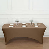 6ft Taupe Spandex Stretch Fitted Rectangular Tablecloth