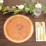 6 Pack Farmhouse Natural Wood Slice Print Disposable Dining Table Mats 13inch Round Cardstock Paper