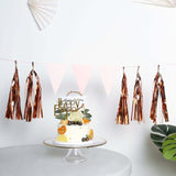 7.5ft Long Blush/Rose Gold Hanging Foil Tassel Garland, Metallic Tinsel Fringe Banner Party Streamer Backdrop Decorations