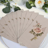 20 Pack Vintage Pink Ivory Rose Print Disposable Napkins, Soft 2-Ply Elegant Garden