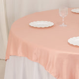 72x72inch Dusty Rose Lamour Satin Table Overlay, Square Tablecloth Topper