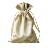 12 Pack | 6inch x 9inch Champagne Satin Drawstring Wedding Party Favor Gift Bags