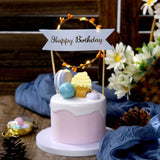 LED Light Up Wreath Happy Birthday Banner Cake Topper, Blinking Cake Decoration