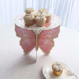 2 Pack White Pink Glitter Butterfly Cupcake Stands, 12inch Floral Print Cake Dessert Holder