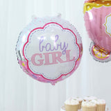 Girl Baby Shower Mylar Foil Balloon Set Balloon Bouquet With Ribbon, Gender Reveal Party Decorations