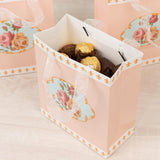 12-Pack Favor Bags Vintage Rose Floral Tea Party, Dusty Rose Paper Goodie Gift Bags