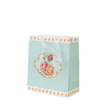 12-Pack Favor Bags Vintage Rose Floral Tea Party, Turquoise Paper Goodie Gift Bags#whtbkgd