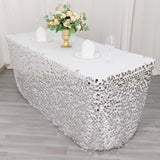 21ft Silver Premium Big Payette Sequin Dual Layered Satin Table Skirt