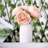 5 Flower Head Peach Peony Bouquet | Artificial Silk Peonies Spray