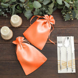 60 Pack 6x9inch Peach Satin Wedding Party Favor Bags, Drawstring Pouch Gift Bags