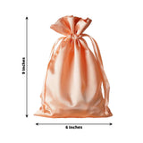 12 Pack | 6x9inch Peach Satin Drawstring Wedding Party Favor Gift Bags