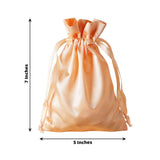 12 Pack | 5x7inch Peach Satin Drawstring Wedding Party Favor Gift Bags