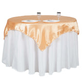 60"x 60" Peach Seamless Satin Square Tablecloth Overlay