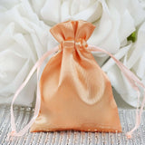 12 Pack | 3inches Peach Satin Drawstring Pouch Wedding Party Favor Gift Bag