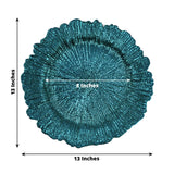 6 Pack | 13inch Peacock Teal Round Reef Acrylic Plastic Charger Plates, Dinner Charger Plates