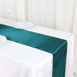 12inch x 108inch Peacock Teal Seamless Satin Table Runner