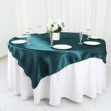 60x60inch Peacock Teal Seamless Square Satin Table Overlay